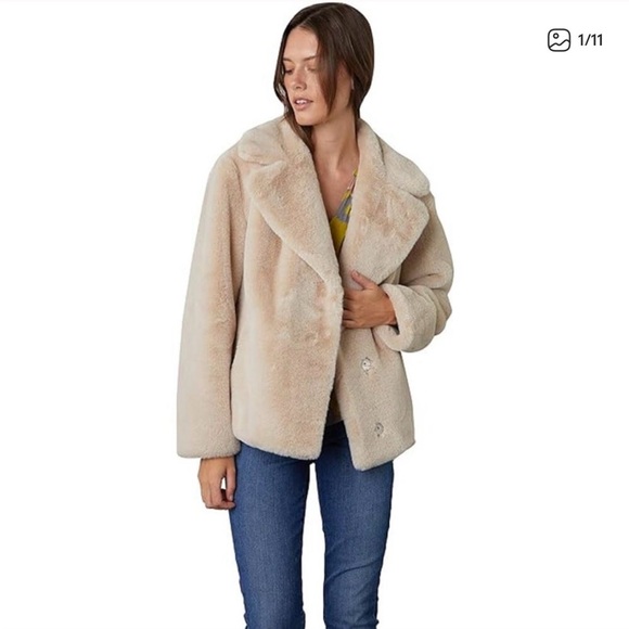 Tahari Women's Blush Pink Faux Fur Coat Medium - Picture 1 of 9